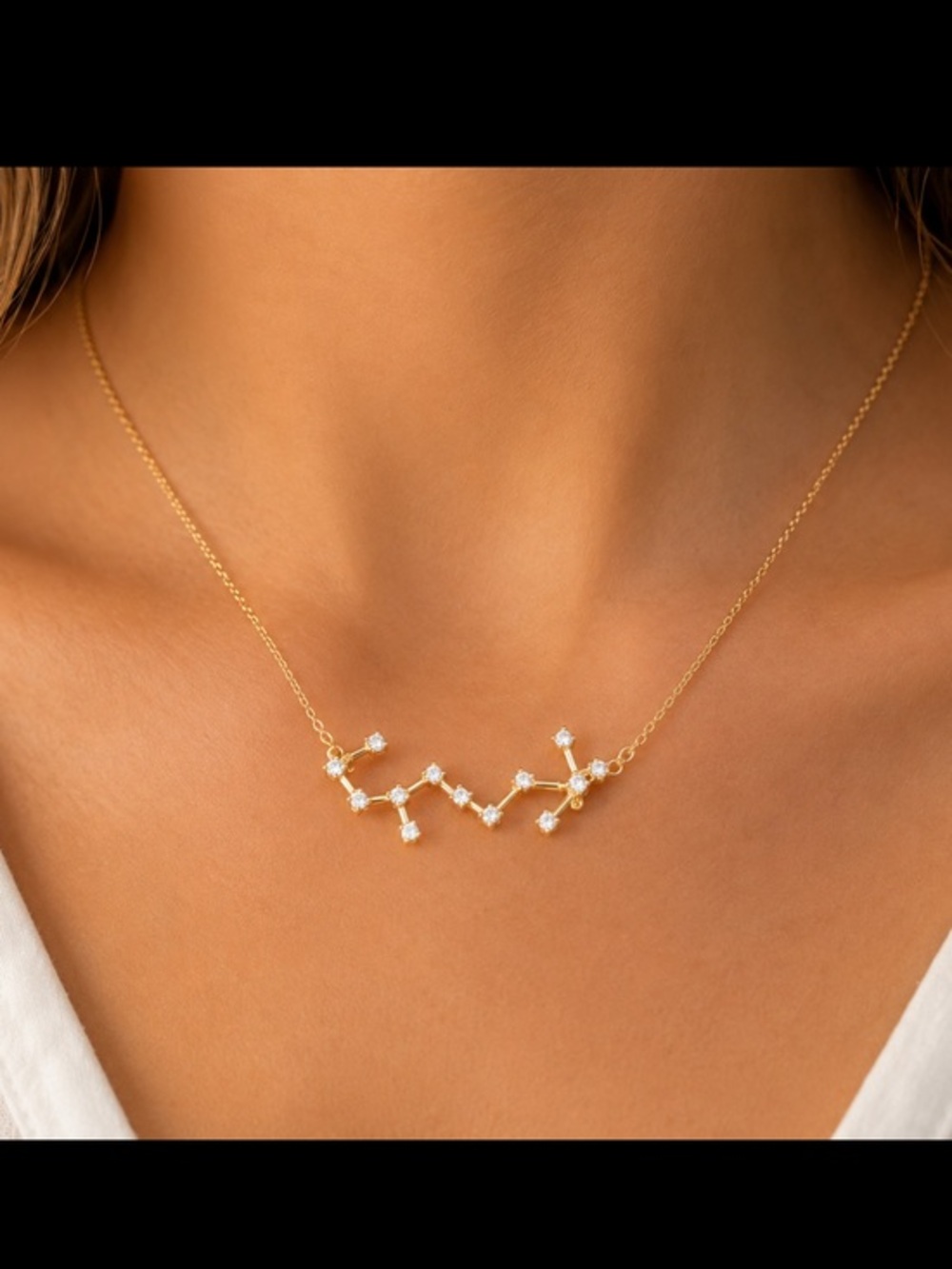 NWT Gold Scorpio Zodiac Constellation Crystal Necklace Celestial Jewelry